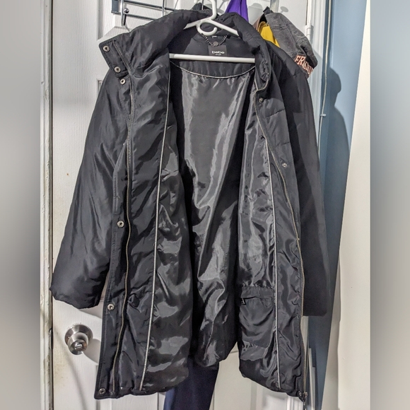 Bebe women's winter down puffer hooded jacket, black, size 3X - Picture 2 of 14